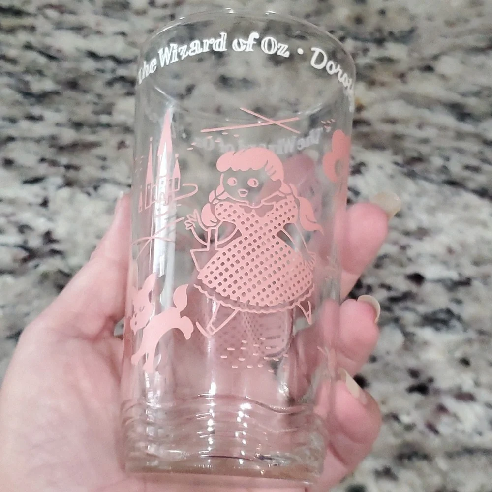 Vintage Pink The Wizard of Oz Dorothy Glass Tumbler